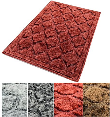 MeralHome Badezimmerteppich dunkelrot groß 70 x 120 cm, weich rutschfest waschbar Badematte, Badteppich für Badezimmer, Badvorleger für Bad und Toilette
