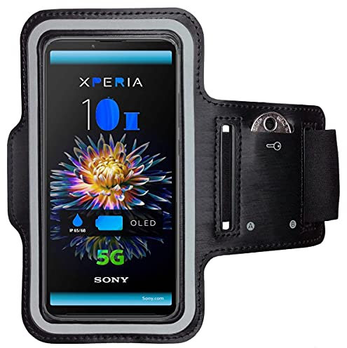 CoverKingz Sportarmband für Sony Xperia 10 III - Armtasche mit Schlüsselfach Oberarm Halterung - Sport Laufarmband Handy Armband Schwarz
