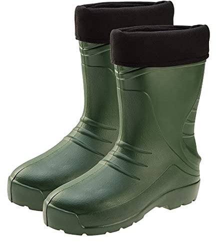 VERTO Stivali in gomma da uomo in EVA, calzini interni in pile fino a -30 °C, gambale alto, suola antiscivolo SRC con profilo anticalpestio, verde, 47 EU