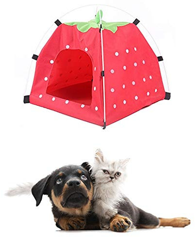 Jjoer Katzenzelt Hundezelt Hundehaus Outdoor Hundebett Hund Sonnenschutz Wasserdicht Hundezelt Outdoor Katzenhaus Katzenzelte für Indoor Katzen Welpen Haus rot