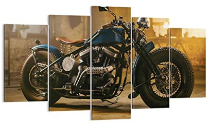 ARTTOR Bilder auf Leinwand 160x85cm Wandbild Autos Vintage - 4233 | Motorrad Motor Mehrteilige Groß XXL Wanddekoration Wohnzimmer Schlafzimmer Wanddeko Wand Kunstdruck Wandkunst ARTTOR