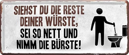 generisch Tin Sign Blechschild 28x12 cm lustiger Toiletten Spruch WC Bürste benutzen Haus Wohnung Bar Kneipe 016