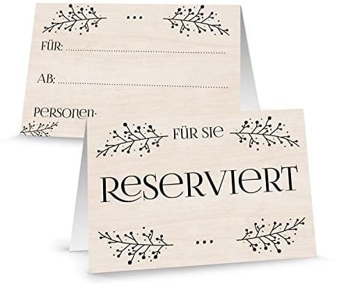 Logbuch-Verlag 100 Reserviert Schilder Tischaufsteller aus Karton - Reservierung Tischkarte für Gastronomie Restaurant Hotel