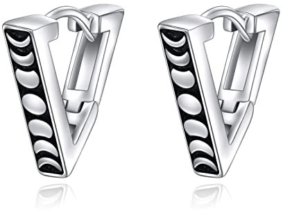 POPLYKE Moon Hoop Ohrringe Damen 925 Sterling Silber Mond Phase Ohrringe für Schwarz Dreieck Ohrringe Herren Schmuck