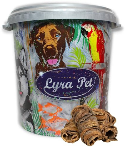 Lyra Pet® 5 kg Wraps aus Rinderlunge und Strossen Kausnack Hund in 30 L Tonne