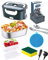 Dosevita Electric Lunch Box 80W Faster Heated Lunch Box Portable Food Warmer for Car Home with Removable 304 Stainless Steel Container Spoon & Fork and Carry Bag (Grey+White)
