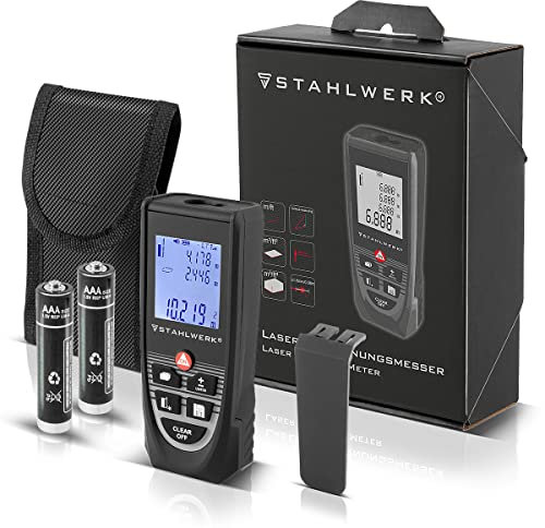 STAHLWERK Laser Entfernungsmesser LE-60 ST bis 60 m Distanzmesser mit beleuchtetem LCD Display, Distanz- und Entfernungsmessgerät zum präzisen Messen von Entfernungen