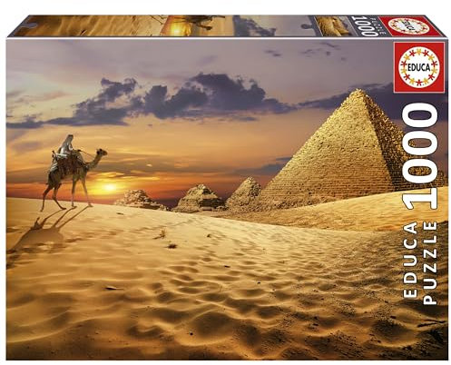Educa - Puzzle 1000 Teile für Erwachsene | Wüste im Sonnenuntergang, 1000 Teile Puzzle für Erwachsene und Kinder ab 14 Jahren, Ägypten, Pyramiden (19643)