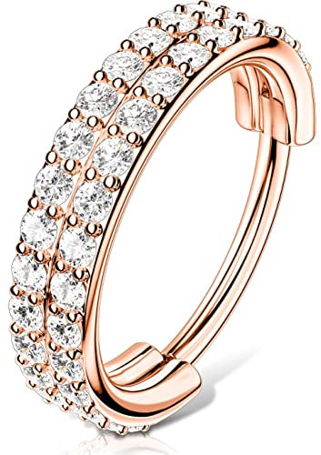 OUFER Body Piercing Helix Earrings 16G Cartilage Conch Helix Earring Hoop Clear CZ 316L Surgical Steel Nose Ring Tragus Daith Earrings Bar Piercing Jewellery