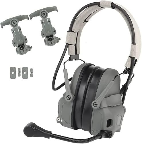 Cuffie antirumore elettroniche con Bluetooth, cuffie tattiche per casco, paraorecchie di sicurezza con riduzione attiva del rumore, protezione dell'udito per la caccia,Grey