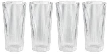 Stelton Pilastro Longdrink Gläser - Geriffelte Wassergläser Set - Spülmaschinenfest, Stapelbar, für heiße & kalte Getränke - 300ml - 4er Set