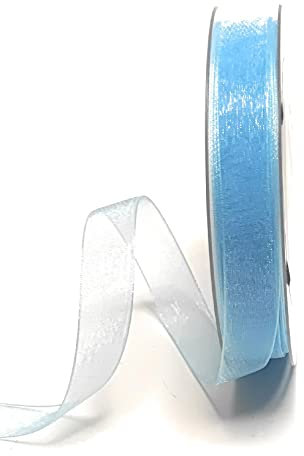 s.dekoda Schleifenband 50m x 15mm Hellblau Organza Chiffon Geschenkband Organzaband [1350-153]