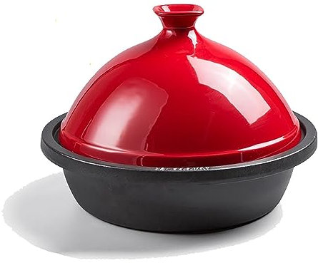 FCSHFC Emailliertem Tajine Topf Gusseisen Topf Keramik Topf Schmortopf for Eintopf Kochen Schmortopf Kocher Tagine Marokko Mit Deckel Hitzebeständig (Color : Rot)