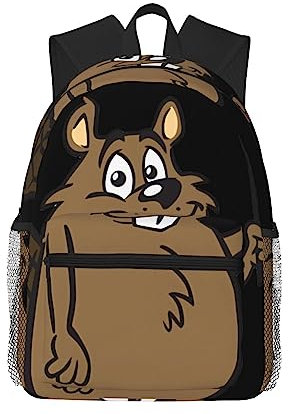 Niedlicher Biber-Rucksack: leicht und bequem, große Kapazität, geeignet für Schule, Arbeit, Reisen, Schwarz , One size