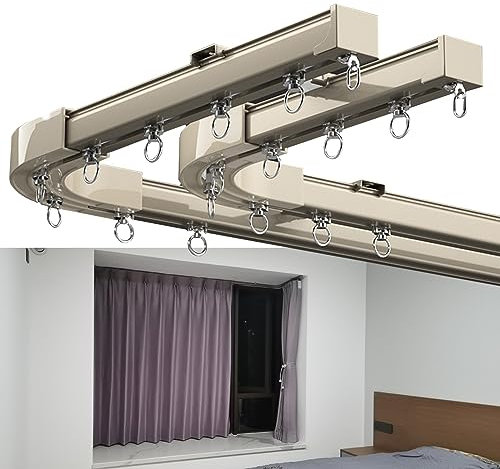 Rail Rideaux Plafond 2m 3m 4m, Tringle Rideau Flexible Rail De Rideau Avec Connecteurs D'angle, Stores Suspendus, Voilages, Rideaux À Panneaux, Pour Séparateur De Pièce De Douche, Baie Vitrée