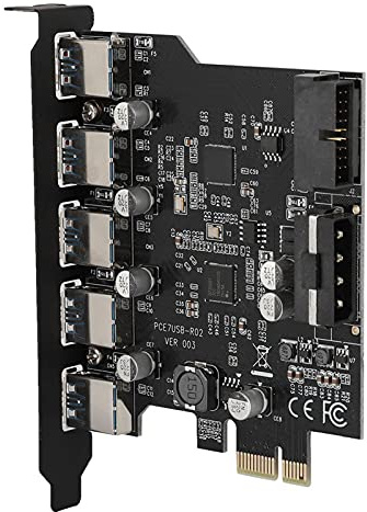 Akozon 19PIN PCI E zu 5 Port USB 3.0 19 Pin PCI Express Erweiterung USB-Karte Hub Konverter Karten Kartenanschluss Adapter mit Treiber-CD für Windows XP Vista und 7 Usw