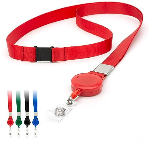 Rot 10 Stück Retractable Schlüsselbander mit Sicherheitsverschluss Für Büro Mitarbeiter Besucher ID Ausweishalter Namensschilder Jojo Einziehbarer Lanyards Einfarbig Flach Umhängebänder