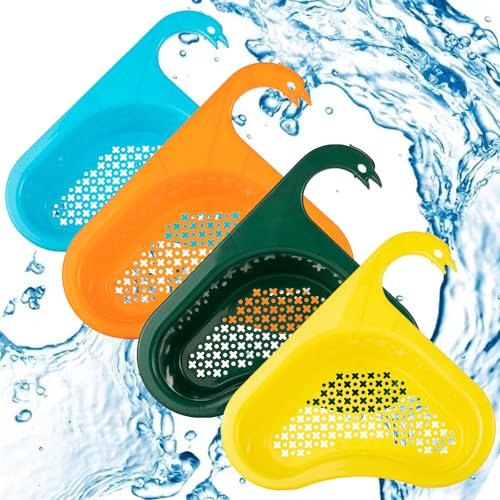 Spülbecken Abflusskorb,4 Stück Abflussregal, Spülbecken Abflusskorb,waschbecken sieb, für Geschirr Obst Gemüse.(4 Farben)