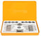 HOTECHE 20-teiliges Gewindeschneider Set - Profi Gewindeschneider und Gewindebohrer in gelber Farbe - Komplettset in einer orangen Eisenbox verpackt.