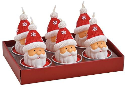 Teelicht Set Nikolaus 6cm 6 Stk | Weihnachtsmann Teelichter | Weihnachten Deko