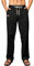 Elegancity Leinenhose Herren Sommerhose Yogahose Leichte Baggy Jogginghose Lang Stoffhose Herrenhosen Urlaub Freizeithose mit Kordelzug und Taschen Schwarz M