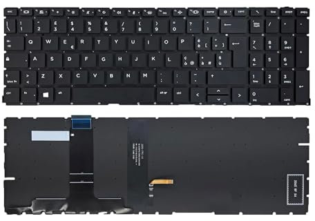UP PARTS® Tastiera Italiana per Notebook HP ProBook 450 G8 G9, 455 G8 G9, 650 G8 Senza frame Retroilluminata