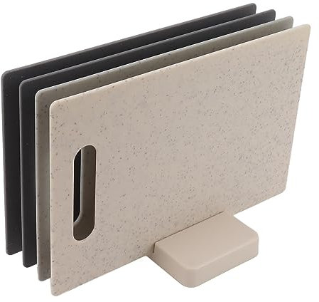 Chopping Board Set, 4pcs Chopping Board Storage Rack Set Multipurpose Plastic Cutting Boards with Storage Rack for Meat Vegetables Fruits