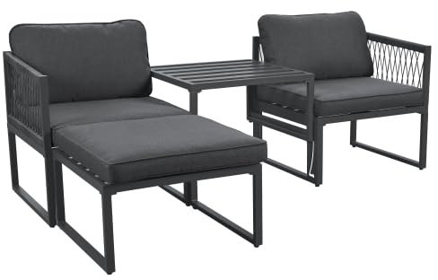 SogesHome Gartenmöbel Set Aluminium, Barsets Gartenlounge-Set, Terrassenmöbel-Set 2 Sofas, 2 Fußhocker, Verschiedene Kombinationen, Verstellbar für Terrasse, Garten, Darinnen, Daraußen