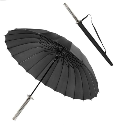 YAIUNHIQ Samurai-Schwert-Regenschirm aus Metall mit langem Griff, winddichter Outdoor-Regenschirm
