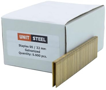 UnitSteel Type 90 Heftklammern, Beinlänge 32mm, 5.000 stück, Verzinkt | Haubold type 6000, Prebena Type E, für Tischlerhandwerk, Innenarchitektur und Möbelindustrie