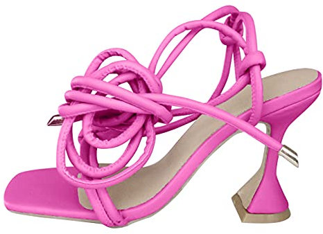 Scarpe Donna Eleganti con Tacco Sandali Argento con Tacco Scarpe con Tacco Donna Sandali Tacco Basso Sandali Tacco Donna Scarpe con Zeppa Chiuse Davanti comode Sandali Fucsia
