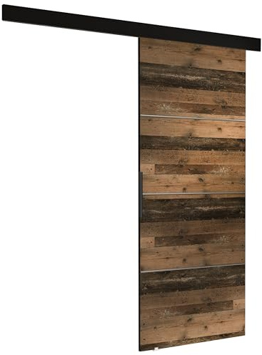 KIER FURNITURE Schiebetür Komplettset - MALIBU - Tür mit Laufschiene - Schiebetürsystem - Raumspartür - Innentüren - Schiebetür - Old Style 106 x 205 x 1,6 cm