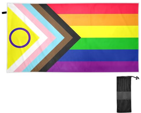 CHIFIGNO LGBTQ Strandtuch mit Pride-Flagge, übergroß, 180 x 78 cm, leicht, schnell trocknend, verstaubar, Strandtuch, Badetücher, Pool-Handtücher für Erwachsene, Damen, Herren