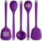 U-Taste Ustensiles de cuisine en silicone extra longs: spatules de cuisson résistantes à la chaleur de 315 ℃, cuillères de service pour mélanger friture remuer l'égouttage (5 pièces, Violet)