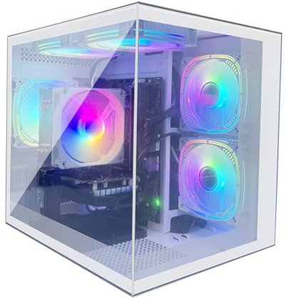 suevery PC Gamer, Ordinateur de Bureau PC Gaming Processeur AMD Ryzen 7 5700G (8 cœurs à 4,6 GHz), Vega 8 avec, 1 to SSD NVMe, 32 Go de RAM DDR4 et Wi-FI - pour Les Gamers (Blanc)