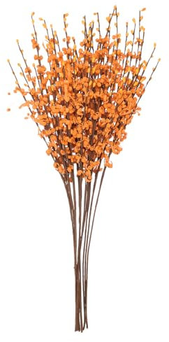 QUARKZMAN 10Pz Fiori Artificiali 22.8 Fiori Finti Rametti in Bulk Bouquet per Casa Ufficio Giardino Vaso Tavolo Decorazione Matrimonio, Arancione