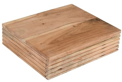 SAM Wandboard Leona 30x25x8 cm, mit Schublade, Akazie Natur | Akazienholz massiv, Wandkonsole/Regal mit gerillter Optik