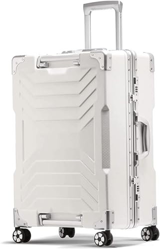 Generisch Leichter Reisekoffer aus Aluminium for Damen und Herren | Erweiterbares Handgepäck mit leisen Universalrollen(B,20 inches)