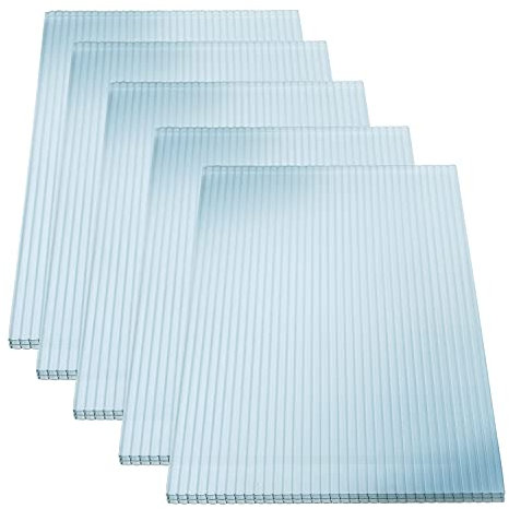 KAISER plastic® Doppelstegplatten 16/20 | Xtra Strong (PC) Kunststoffplatten | 120 cm Breite x 200 cm Länge | 5er Set | Farbe: Klar und UV-geschützt | Deckenpaneele