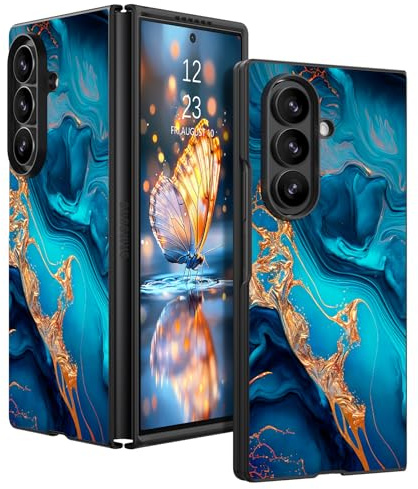 GaoBao für Samsung Galaxy Z Fold 7 Hülle, Handyhülle Z Fold 7 mit Ring Leuchtet im Dunkeln, PC Rückseite Weiche TPU-Stoßstange Schützende rutschfeste Hülle für Samsung Galaxy Z Fold7 Case, Marmor