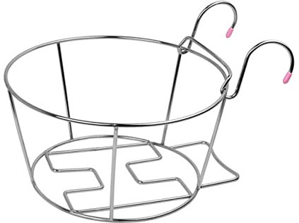 HEMOTON Hanging Pots Rack Outdoor Flowerpot Brackets Handrail Planter Holder Stainless Steel Flowerpot Shelf Bonsai Pot Stand Easy to Water and Clean for Balcony