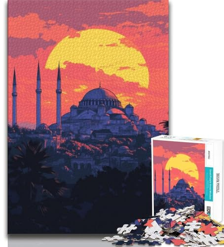 1000 Teile für Erwachsene Hagia Sophia Sonnenuntergang Puzzle für Erwachsene 1000 Teile Lernspielzeug ganze Familie (38x26cm)