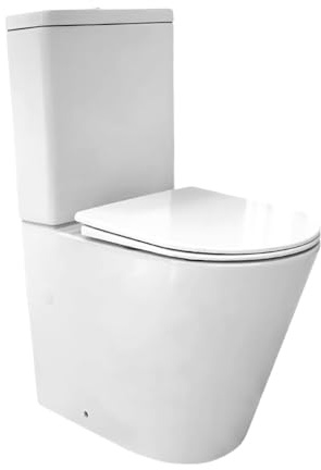 EL BAÑO MODERNO Inodoro Completo,Inodoro Blanco, Retrete para Hogar VENECIA Sistema Rimless Antibacterias Tapa Dura Extrafina Amortiguada Salida Dual