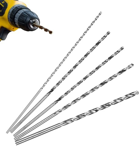 5pcs Extra Long Twist Drill Bits,150mm Long Wood Drill Bits,High-Speed Steel Drill Bit Straight Shank Set,For Hardened Metal Woodwork Plastic Aluminum Alloy And Drilling Tool(2-3-3.5-4-5mm)