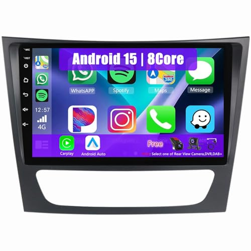 Eouyt Android Autoradio pour Benz W211, 9 Pouces Poste Radio Voiture avec CarPlay Android Auto GPS WiFi Bluetooth Caméra(8Core(8+256GB))