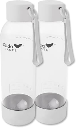 SodaTASTE 2er-Pack 1 Liter PET-Flaschen Weiß für Wassersprudler mit Bajonettverschluss, BPA-frei, wiederverwendbar