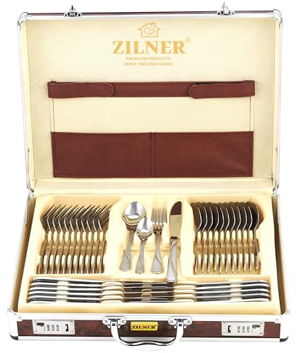 ZILNER Besteck Set 72-teilig für 12 Personen, Edelstahl, Satin Finish