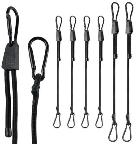 6 Stück Spanngummi mit Karabiner Haken,Expander mit Haken Verstellbar | 100CM+200CM,100% Latex Gummispanner für Sonnensegel,für Sonnensegel,Garten,Fahrrad,Auto,Ladung,Gepäckspanner schwarz