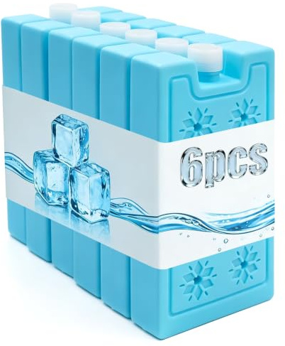 6 Piezas Acumuladores de Frío, 270ml Bloques de Hielo para Bolsa Térmica Nevera Portátil Fiambrera Camping Picnic Viajes, Reutilizables en Azul
