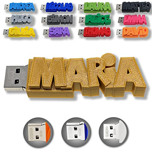 Individueller persönlicher USB Stick Datenstick mit eigenem Namen/Schriftzug und Farbe nach Wahl - USB 3.0 – 8GB, 16 GB oder 32 GB – einzigartiges Geschenk